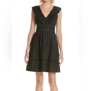 Kate spade Black Ruffle V-Neck Sleeveless Dress